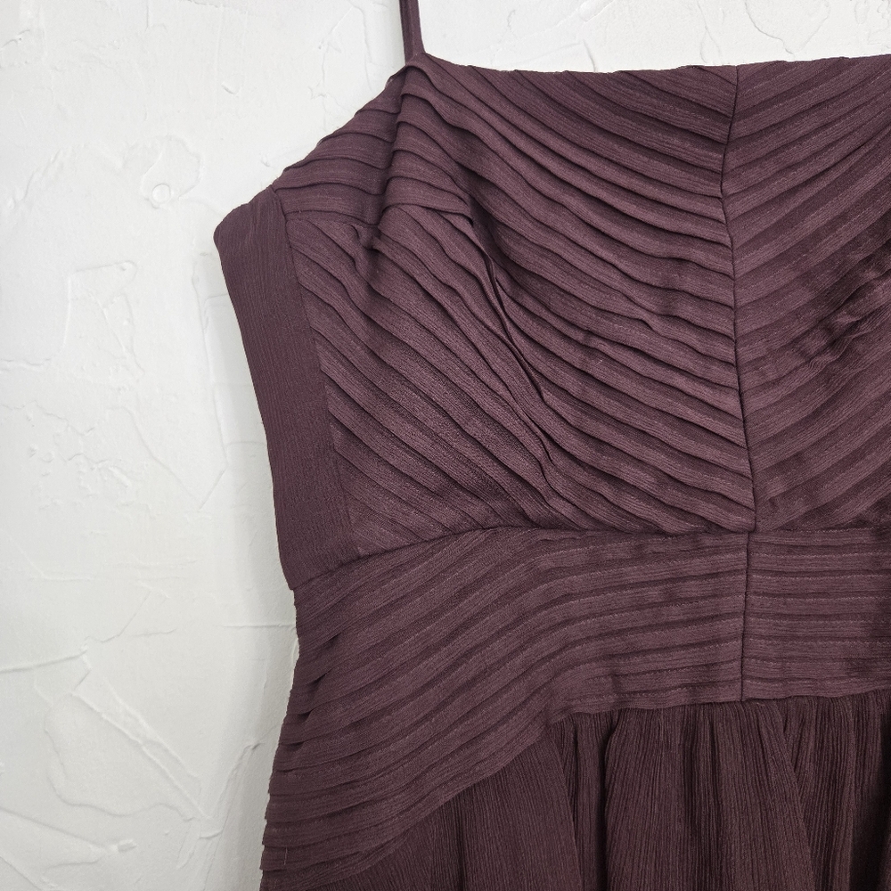 Shona Joy X Free People Pin Tuck Frill Olympia Brown Tiered Dress, 10 - Picture 5 of 12